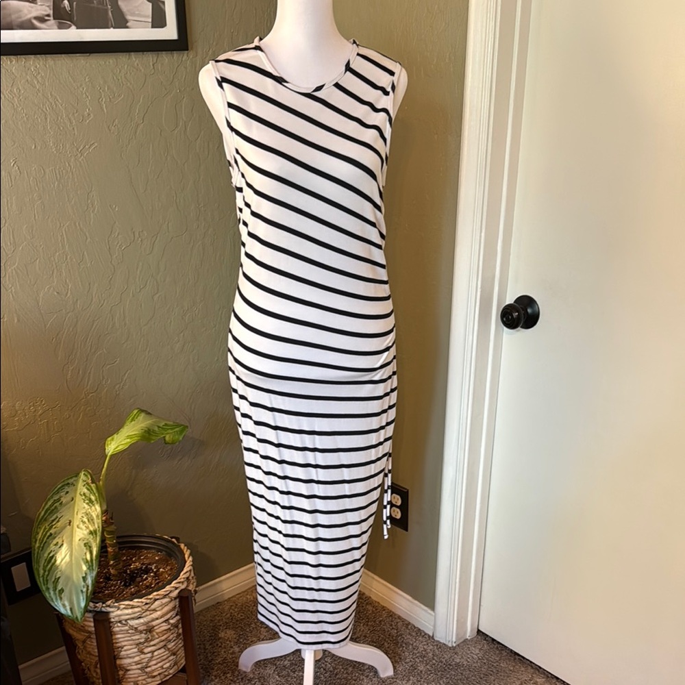 Banana Republic Monochrome Striped Maxi Dress